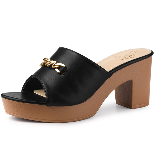 Sandalias de plataforma con tacón de bloque y punta abierta para mujer