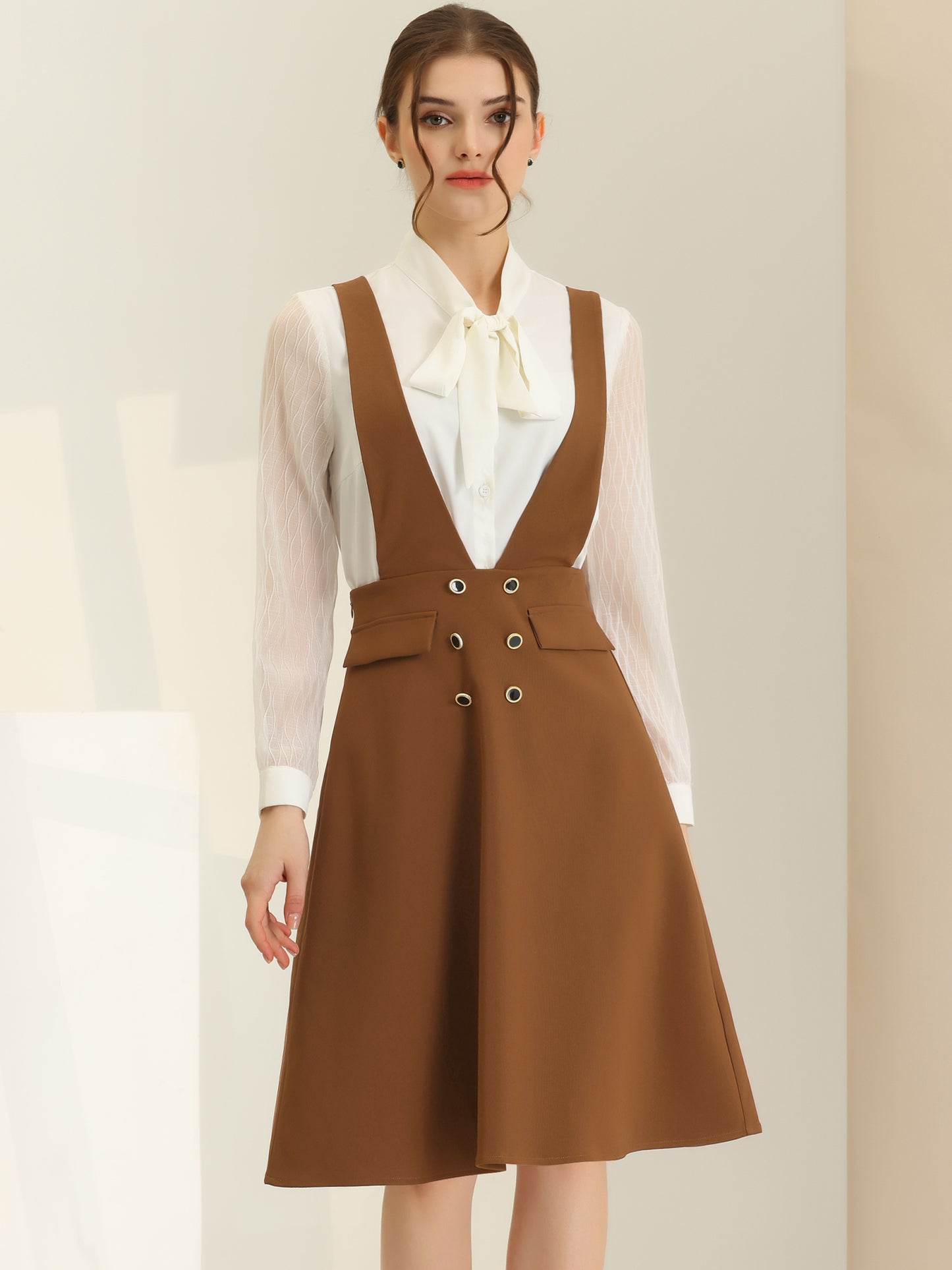 Vestido estilo pichi para mujer con falda midi y tirantes