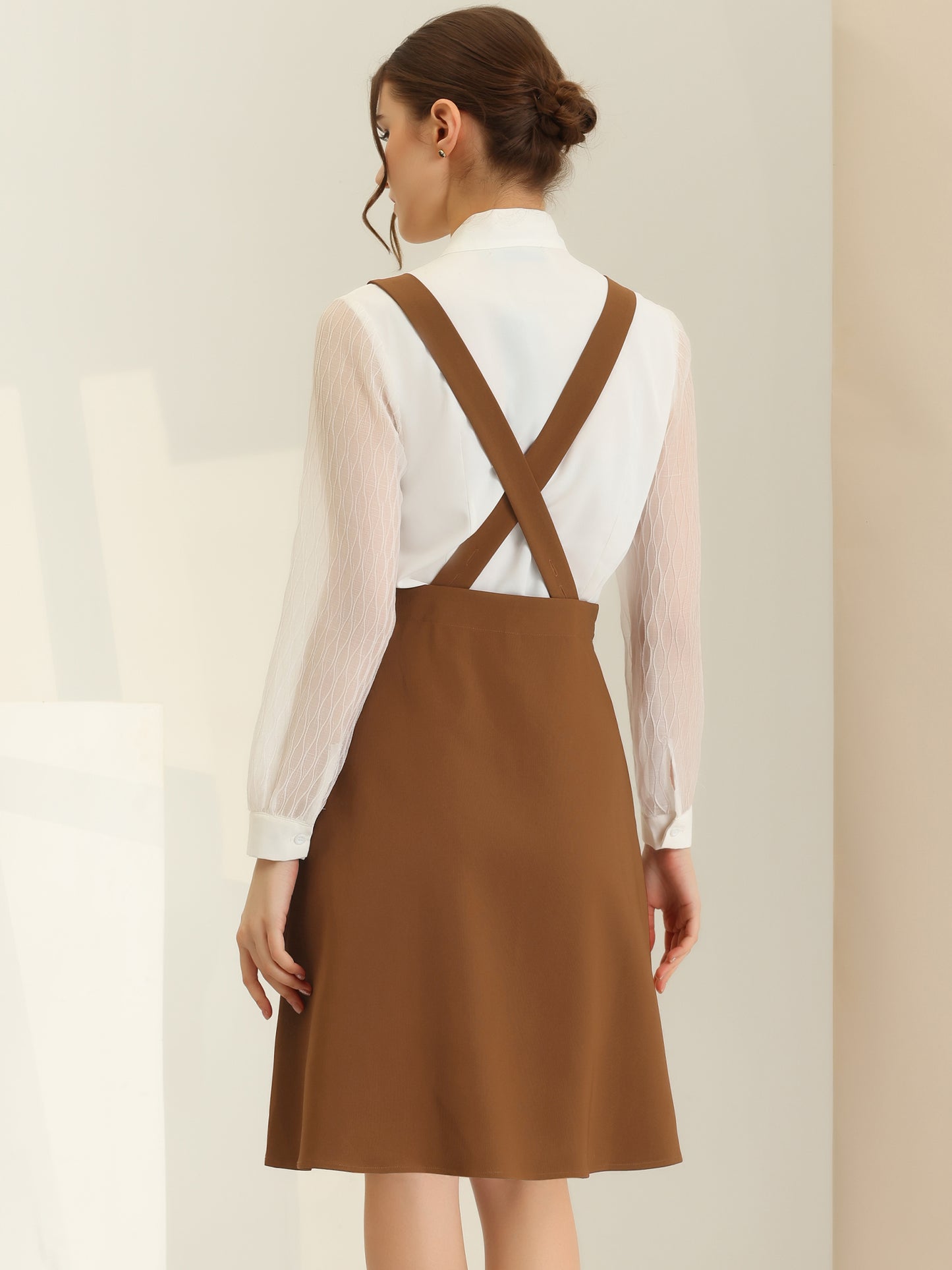 Vestido estilo pichi para mujer con falda midi y tirantes