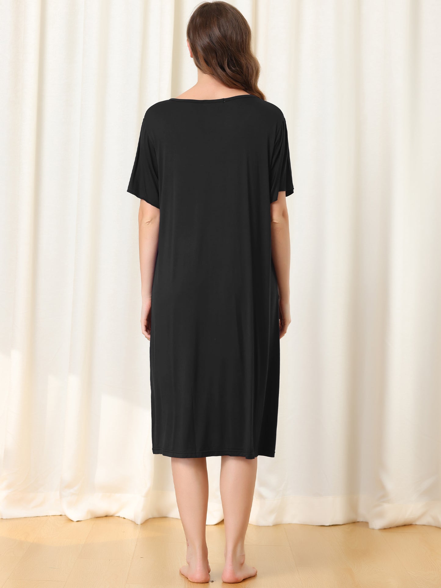 Camisón de manga corta con botones para mujer, vestido de pijama