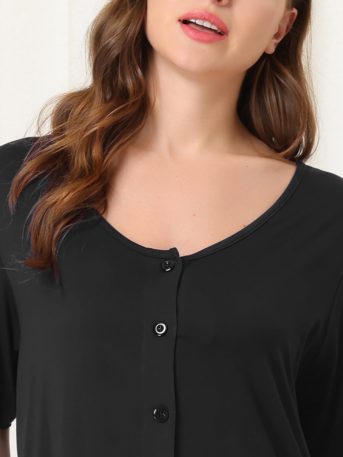 Camisón de manga corta con botones para mujer, vestido de pijama