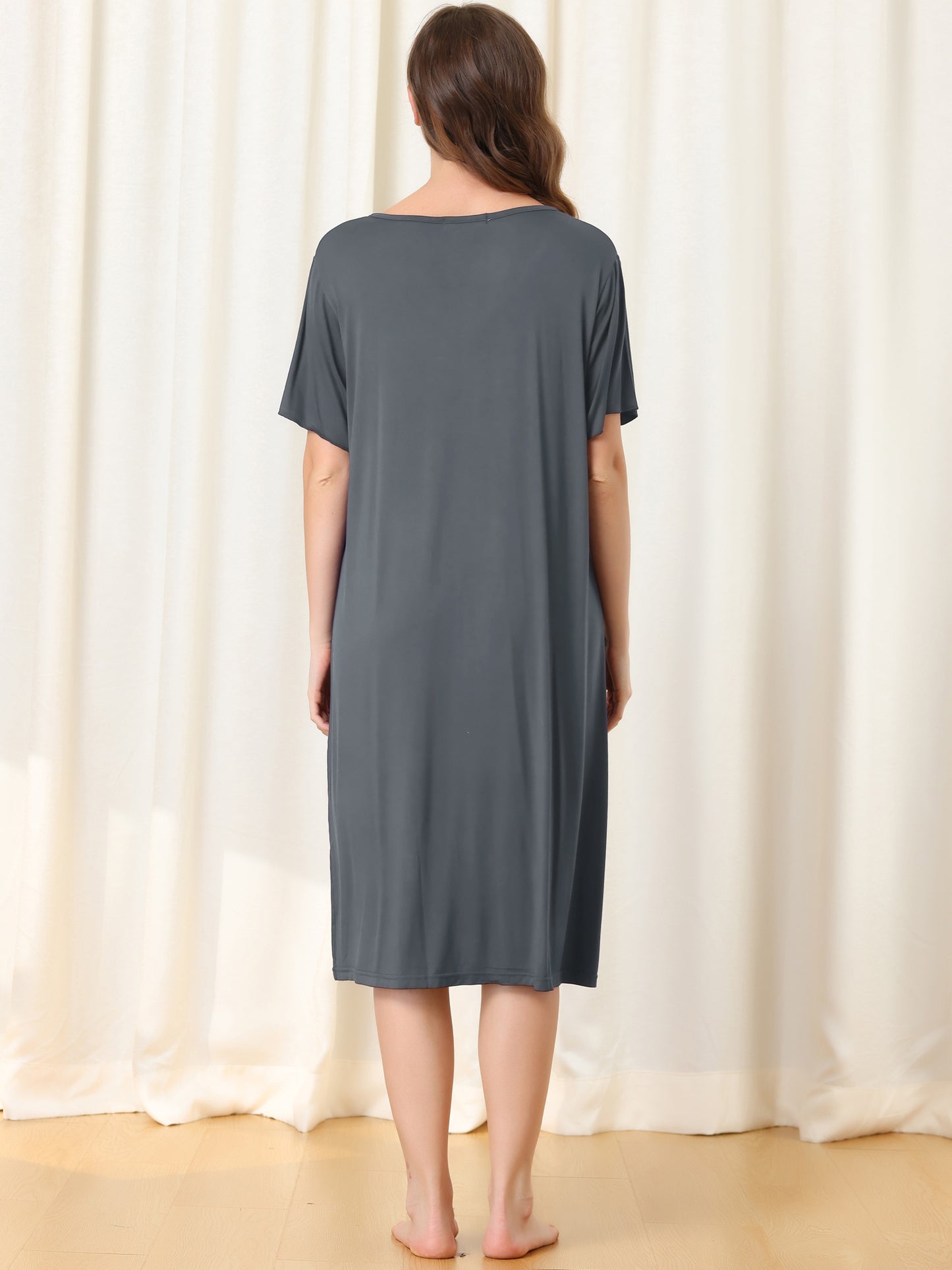 Camisón de manga corta con botones para mujer, vestido de pijama