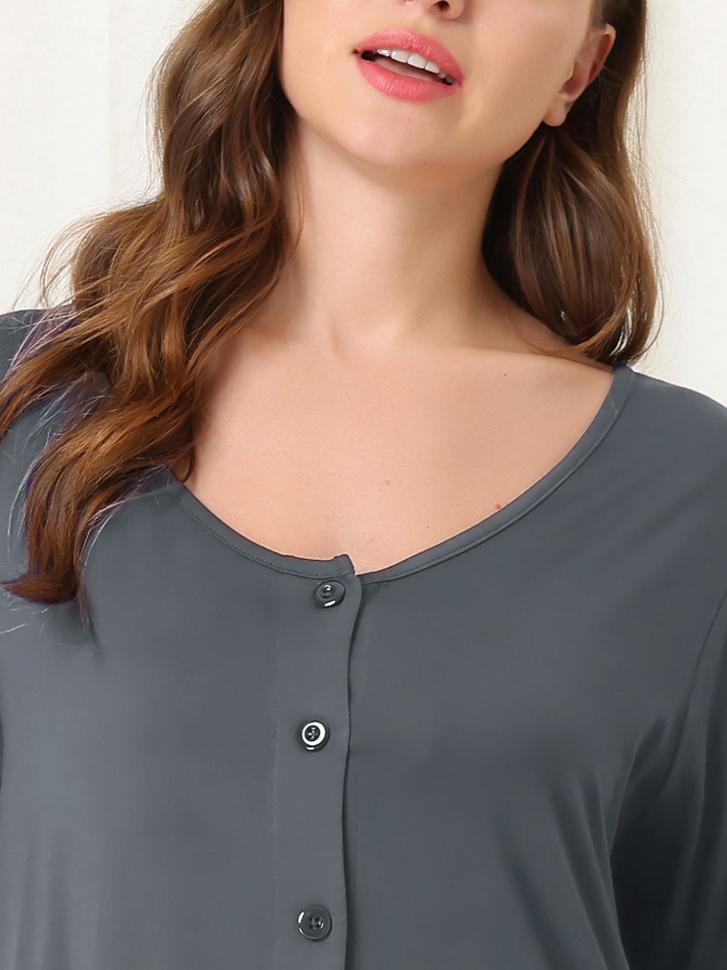 Camisón de manga corta con botones para mujer, vestido de pijama