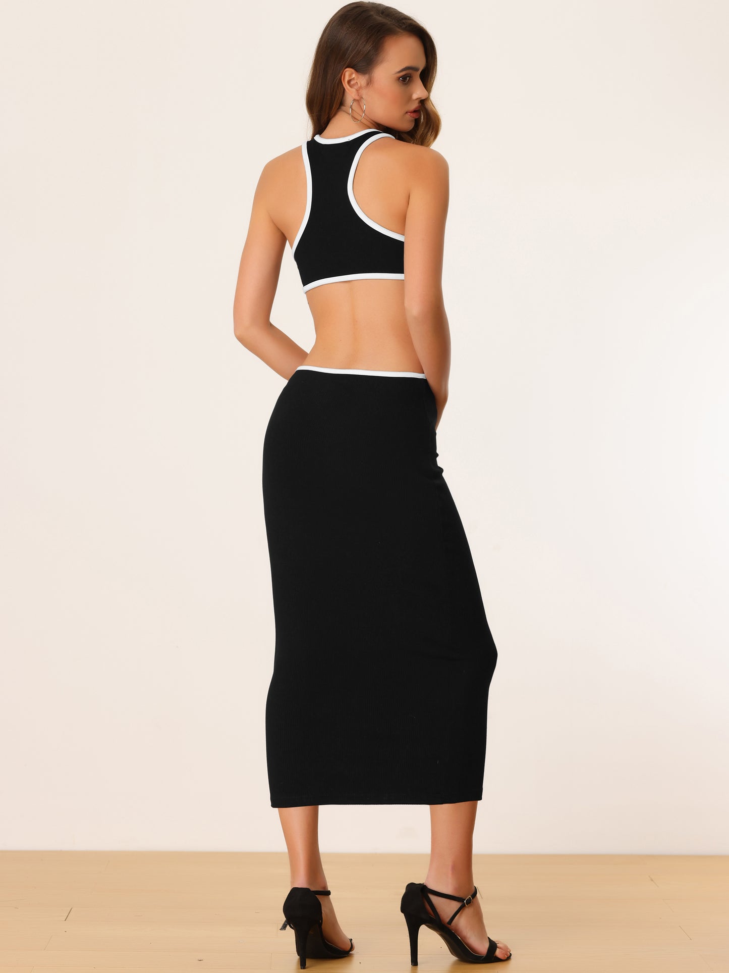 Women's Racerback Dress Cut Out Sleeveless Maxi Backless Bodycon Dresses