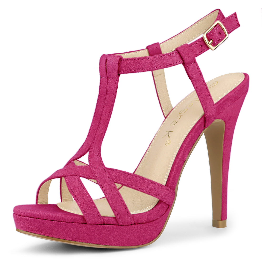 Sandalias de tacón de aguja con plataforma y tira en T para mujer