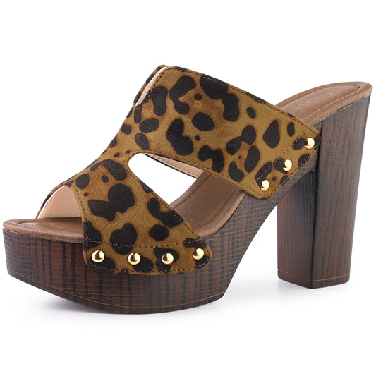 Sandalias de tacón alto con plataforma de ante sintético para mujer