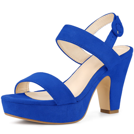 Sandalias de plataforma con tacón de bloque y tira trasera para mujer