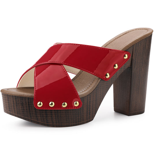 Sandalias de plataforma con tiras cruzadas y tacones gruesos para mujer