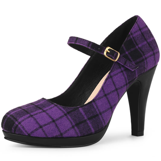 Zapatos Mary Jane con plataforma y tacón de aguja de pata de gallo para mujer