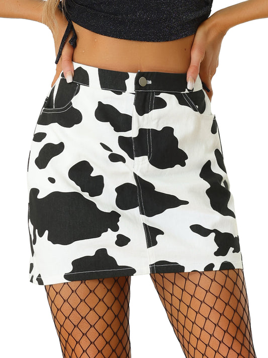 Women's High Waist Mini Print Casual Short Skirt
