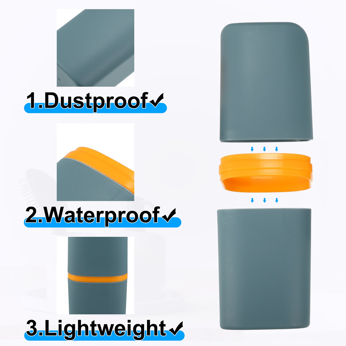 Toothbrush Case Traveling Toothbrush Holders, 7.87"x2.95"x2.17" Gray Blue