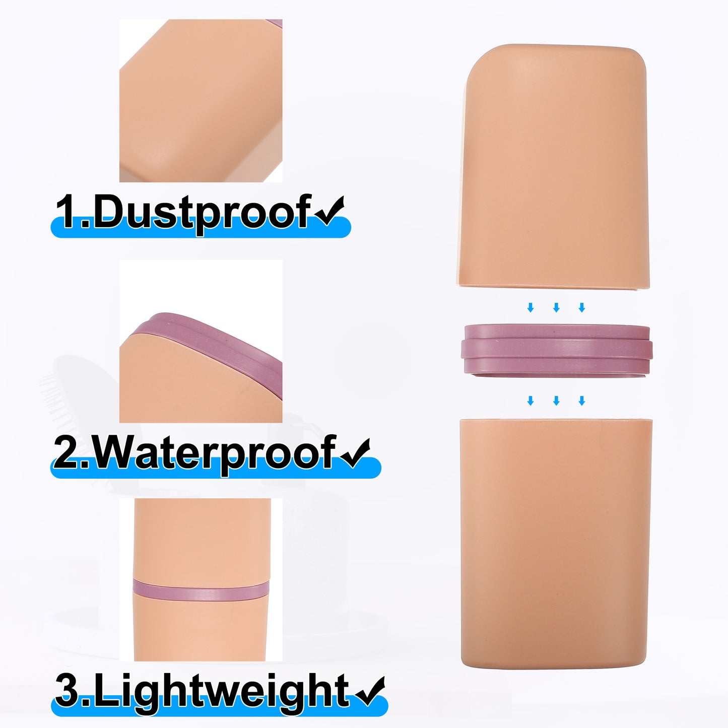 Toothbrush Case Traveling Toothbrush Holders, 7.87"x2.95"x2.17" Pink