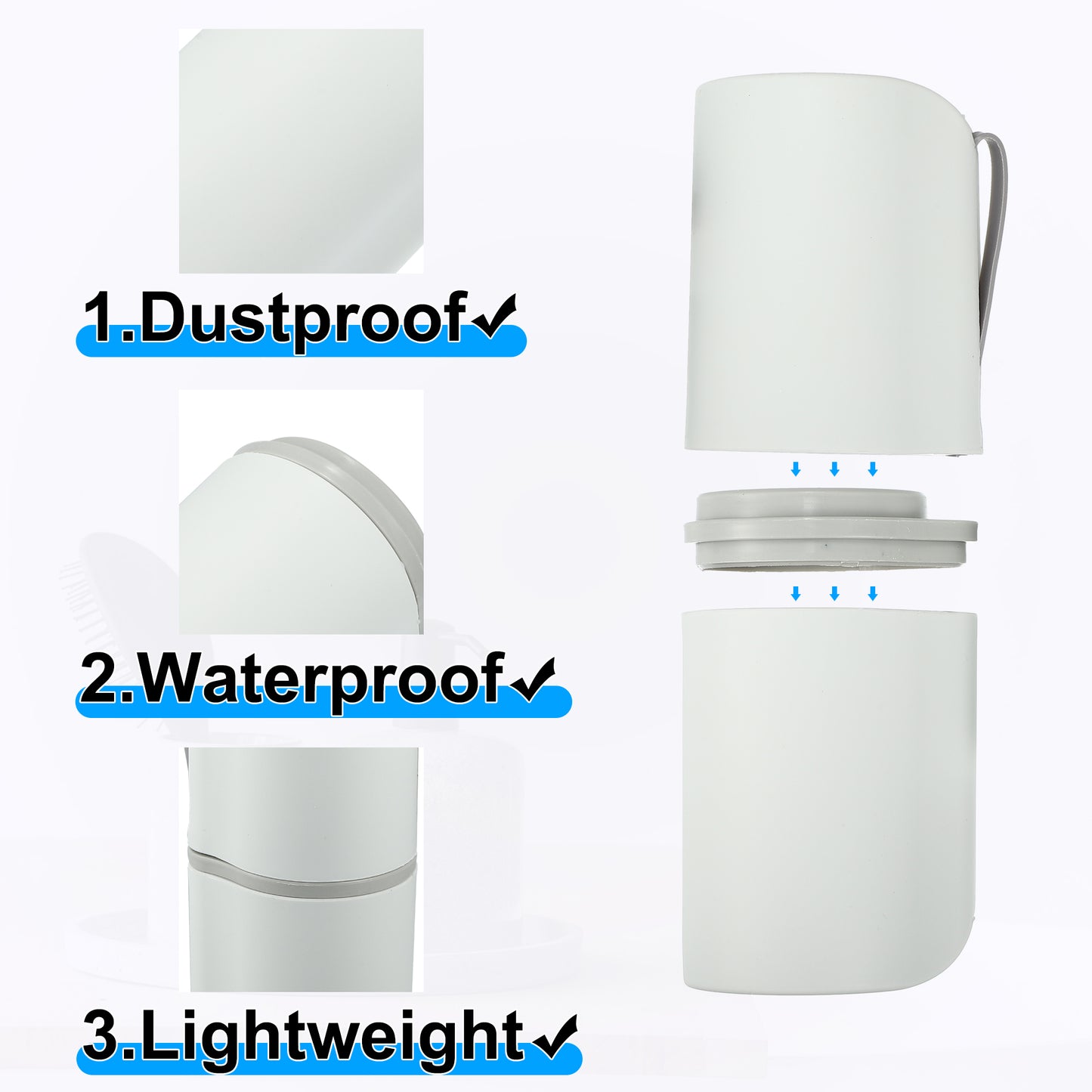 Toothbrush Case, Traveling Toothbrush Holders Case 8.27"x2.76"x3.15" White
