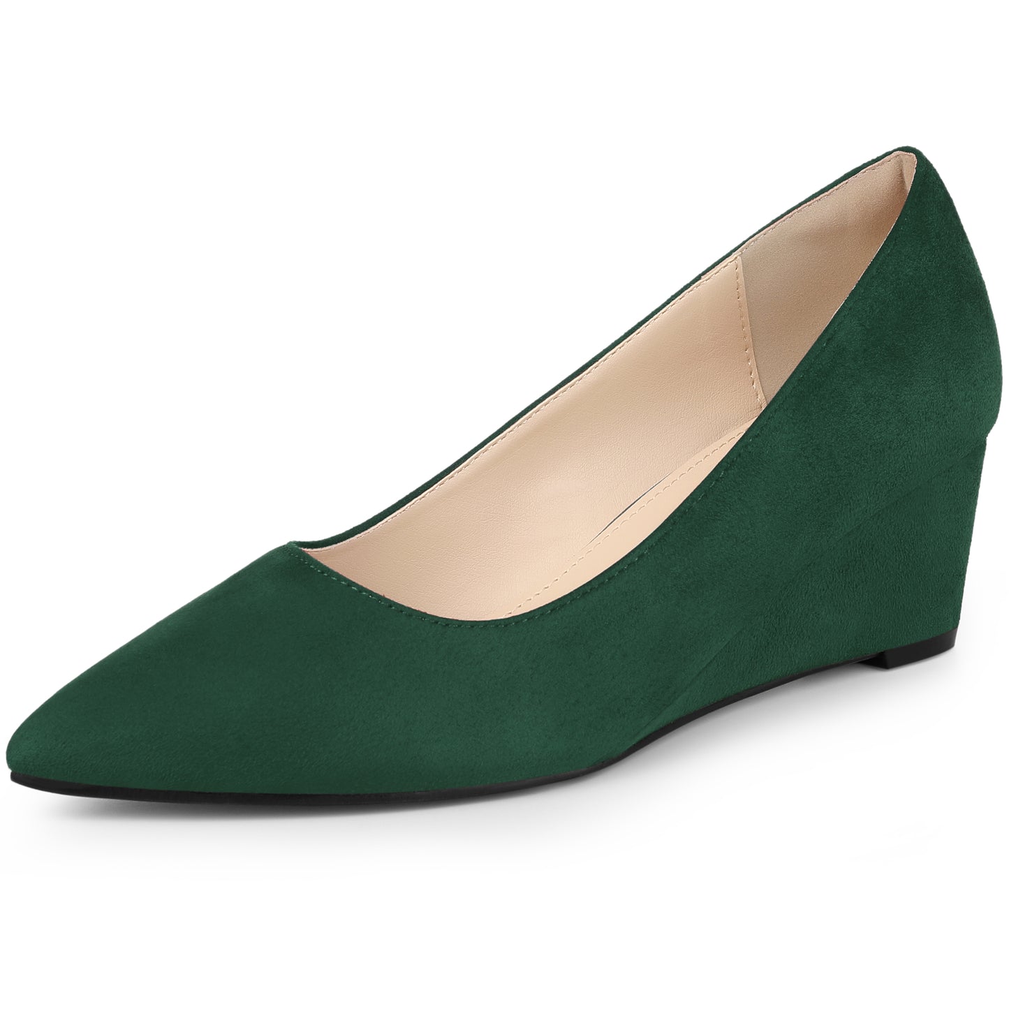 Women's Pointy Toe Slip On Wedges Heels Pumps