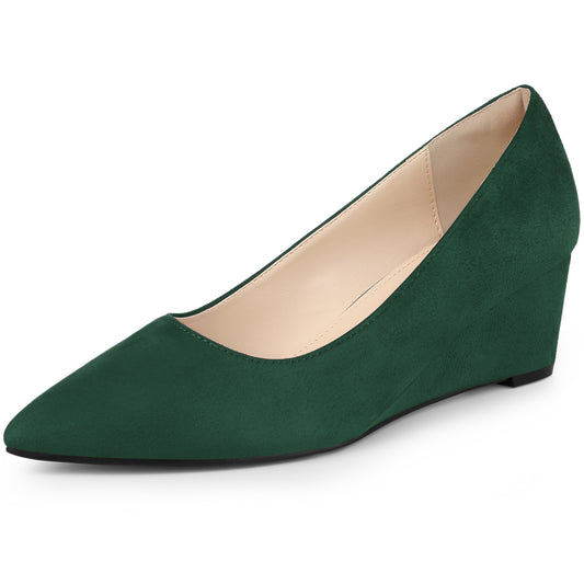 Women's Pointy Toe Slip On Wedges Heels Pumps
