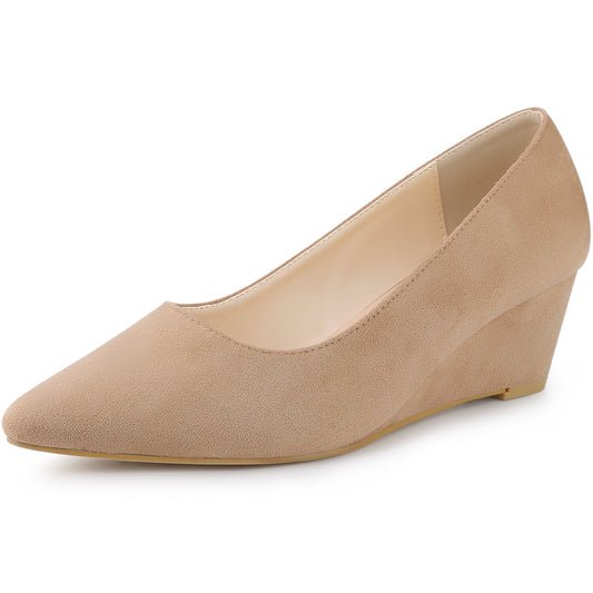 Women's Pointy Toe Slip On Wedges Heels Pumps