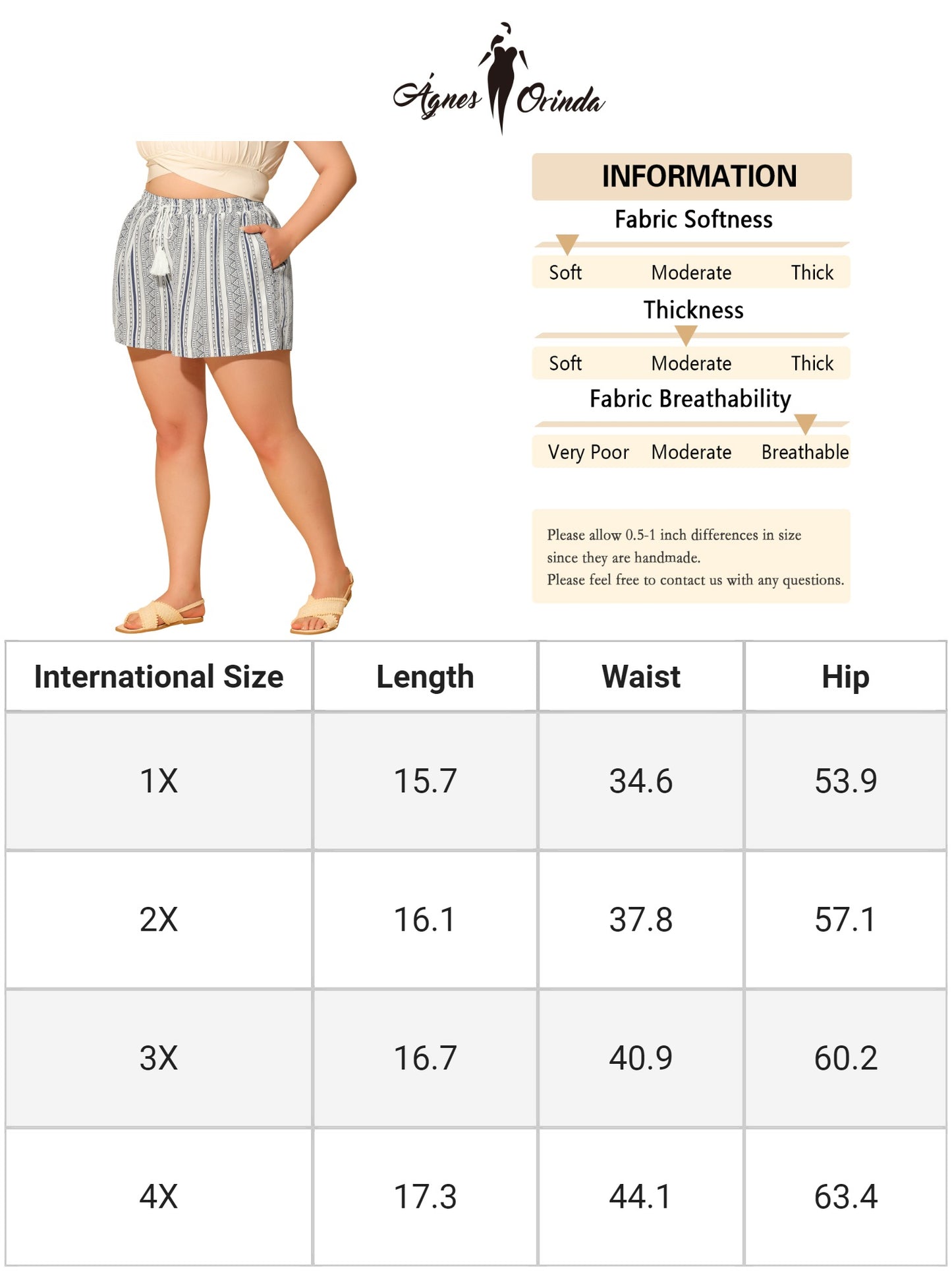 Women Plus Size Boho Beach Pant Pocket Casual Shorts