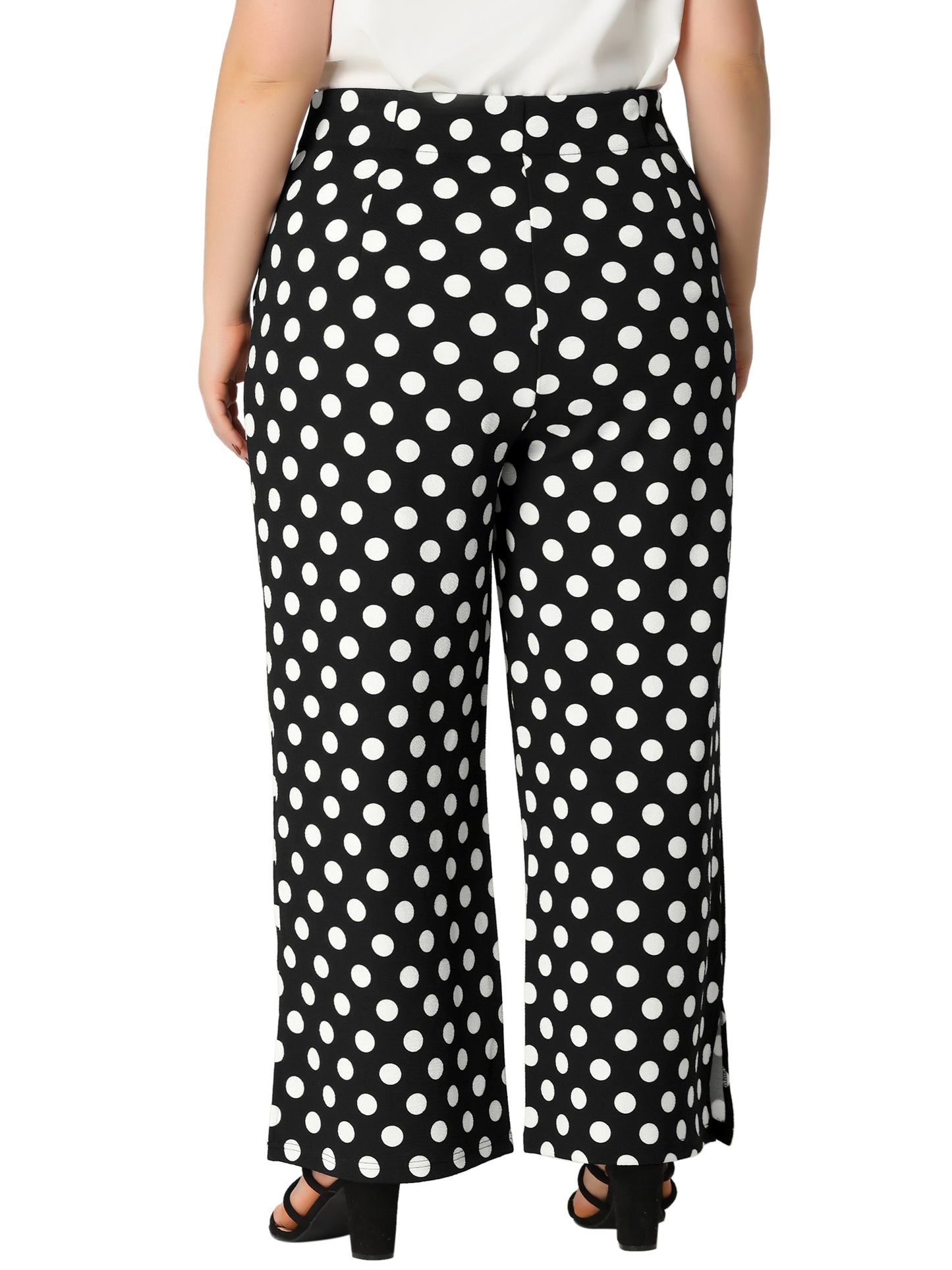 Women's Plus Size Summer Palazzo Pants Stretchy High Waist Polka Dots Casual Wide Leg Pants