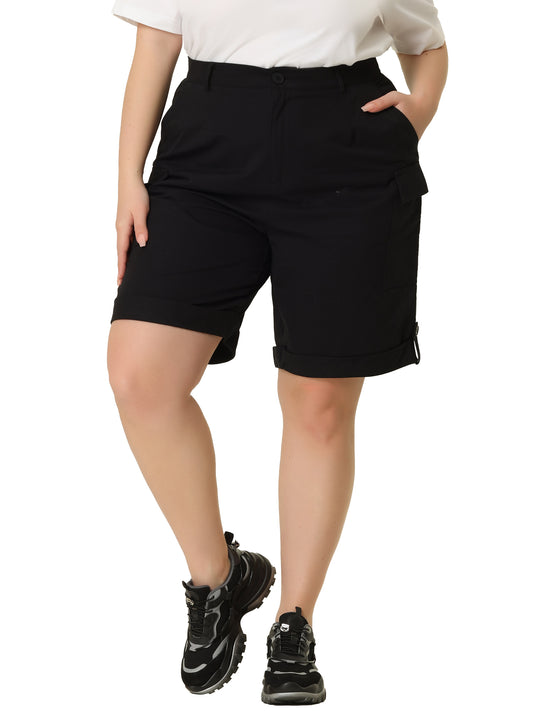 Women Plus Size Bermuda Shorts Summer Jogger Cargo Pocket Track Shorts with Pockets