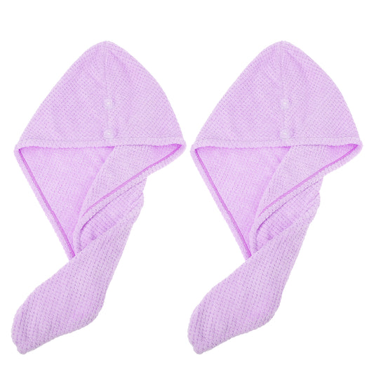 2 Pcs Soft Hair Towel Wrap, Coral Fleece Drying Towel Cap, 9.84x27.56 Inch Purple