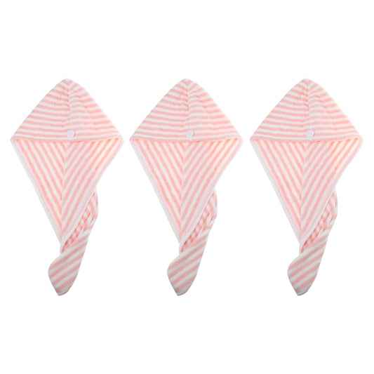 3 Pcs Soft Hair Towel Wrap, Microfiber Hair Drying Towel Cap, 9.84x25.59 Inch Pink