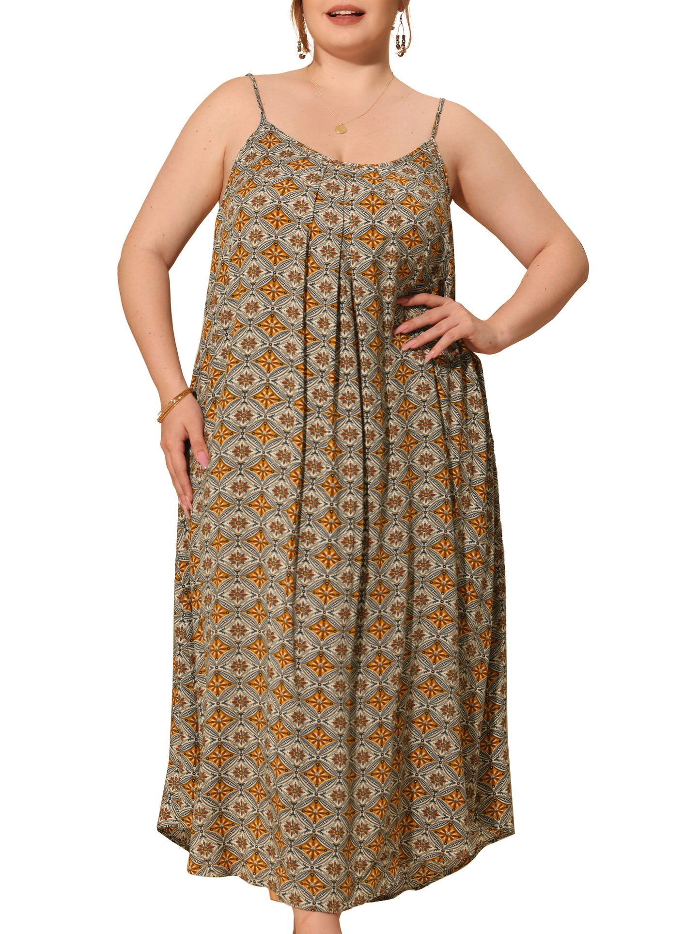 Women's Plus Size Dresses Bohemian Spaghetti Straps Summer Long Maxi Beach Dress