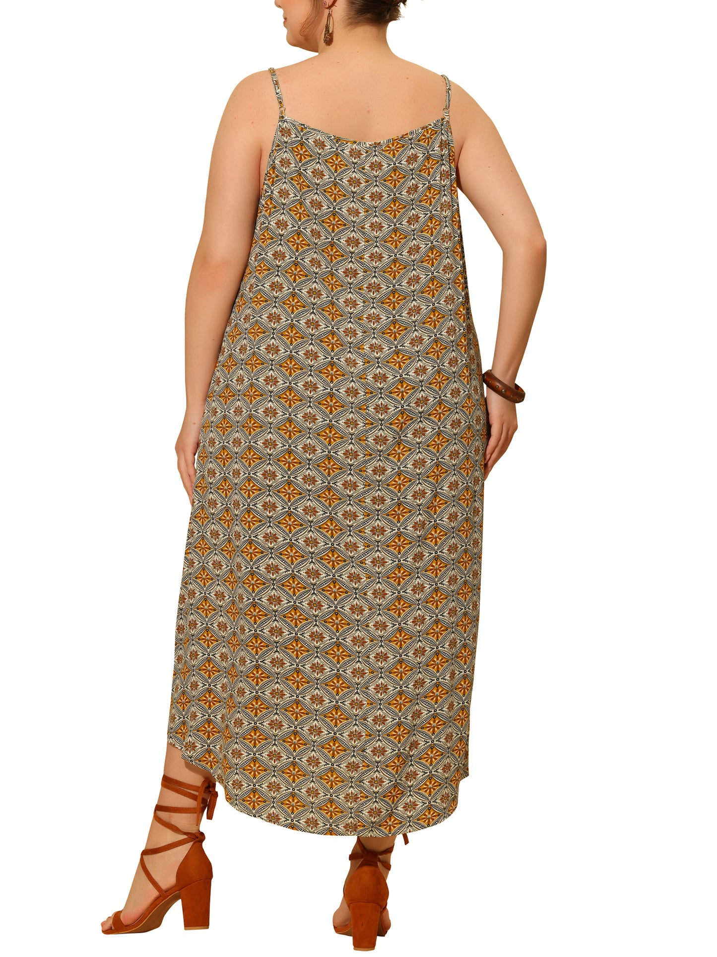 Women's Plus Size Dresses Bohemian Spaghetti Straps Summer Long Maxi Beach Dress
