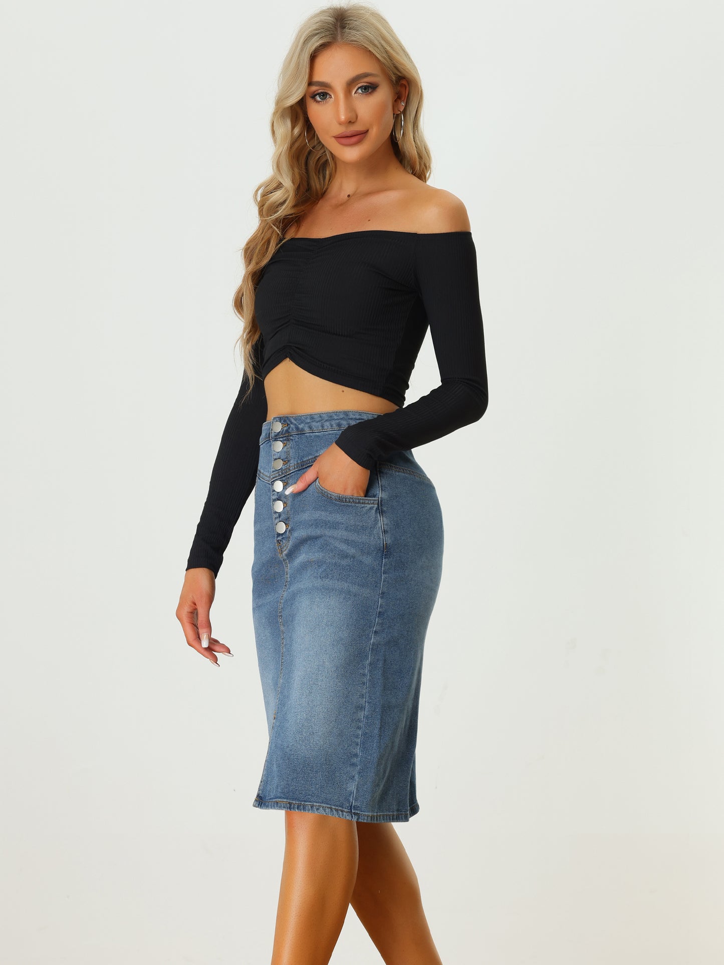 Women's Jean Skirts Split Casual High Waist Bodycon Denim Pencil Skirt (Available in Plus Size)