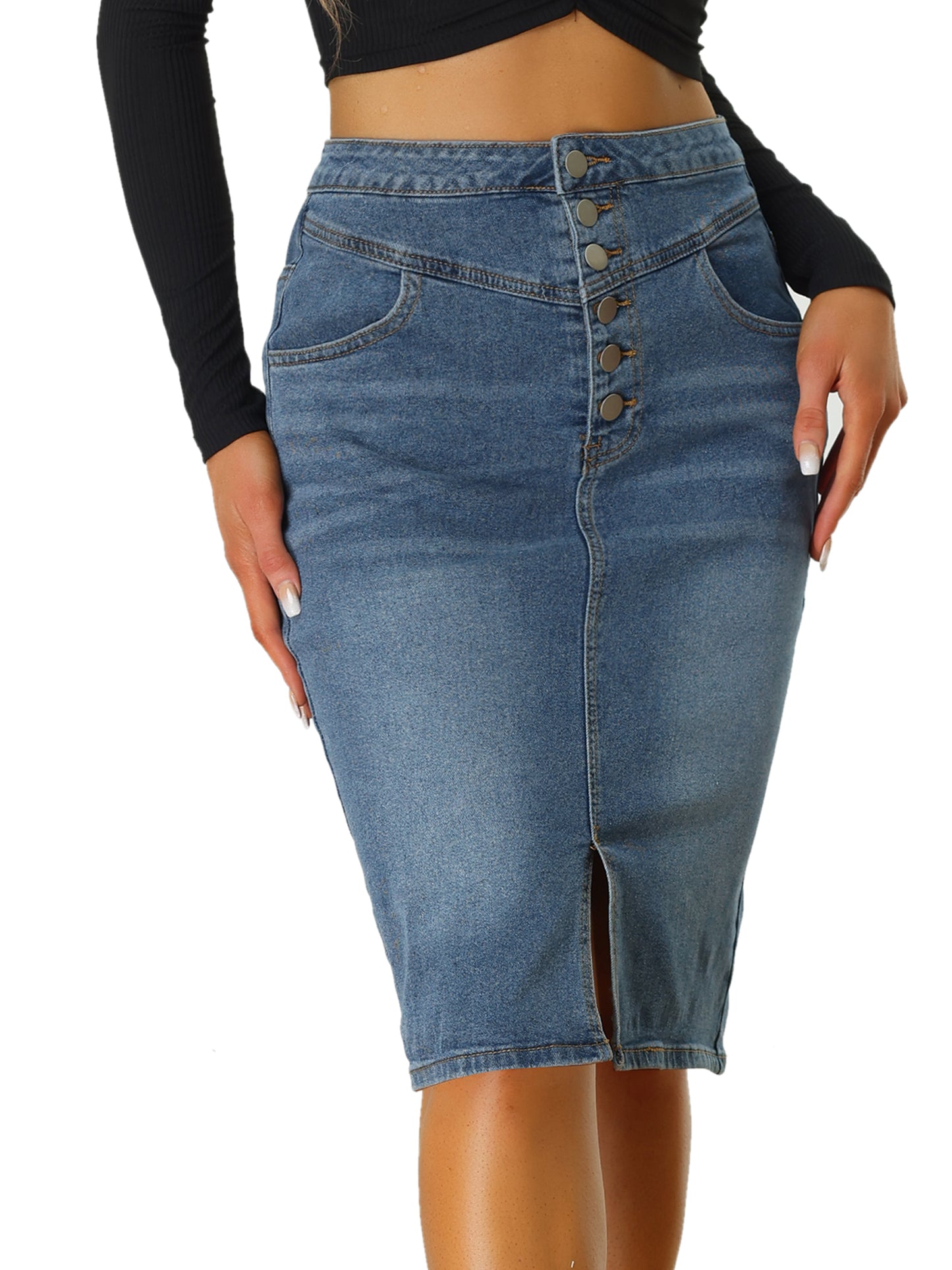 Women's Jean Skirts Split Casual High Waist Bodycon Denim Pencil Skirt (Available in Plus Size)