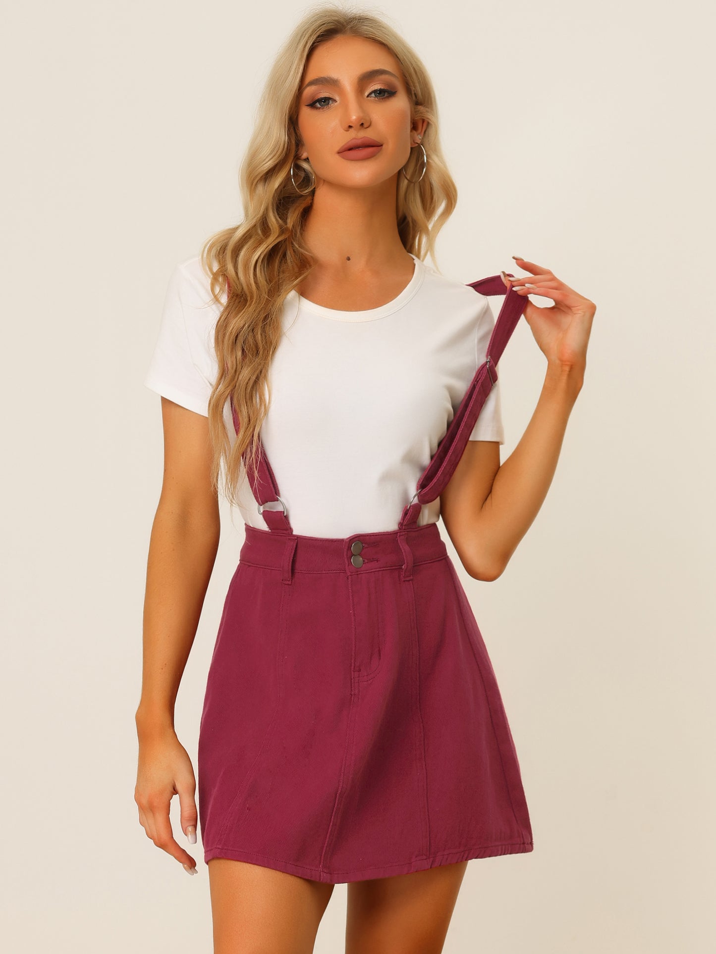 Falda vaquera para mujer, mono con tirantes ajustables, minifalda vaquera lavada