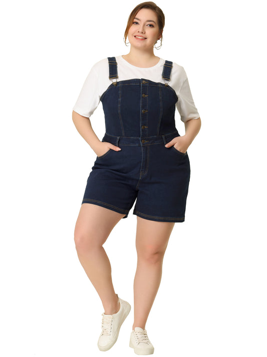 Mono vaquero de talla grande para mujer, pantalones cortos, mono ajustable, pantalones cortos vaqueros con pechera, monos vaqueros