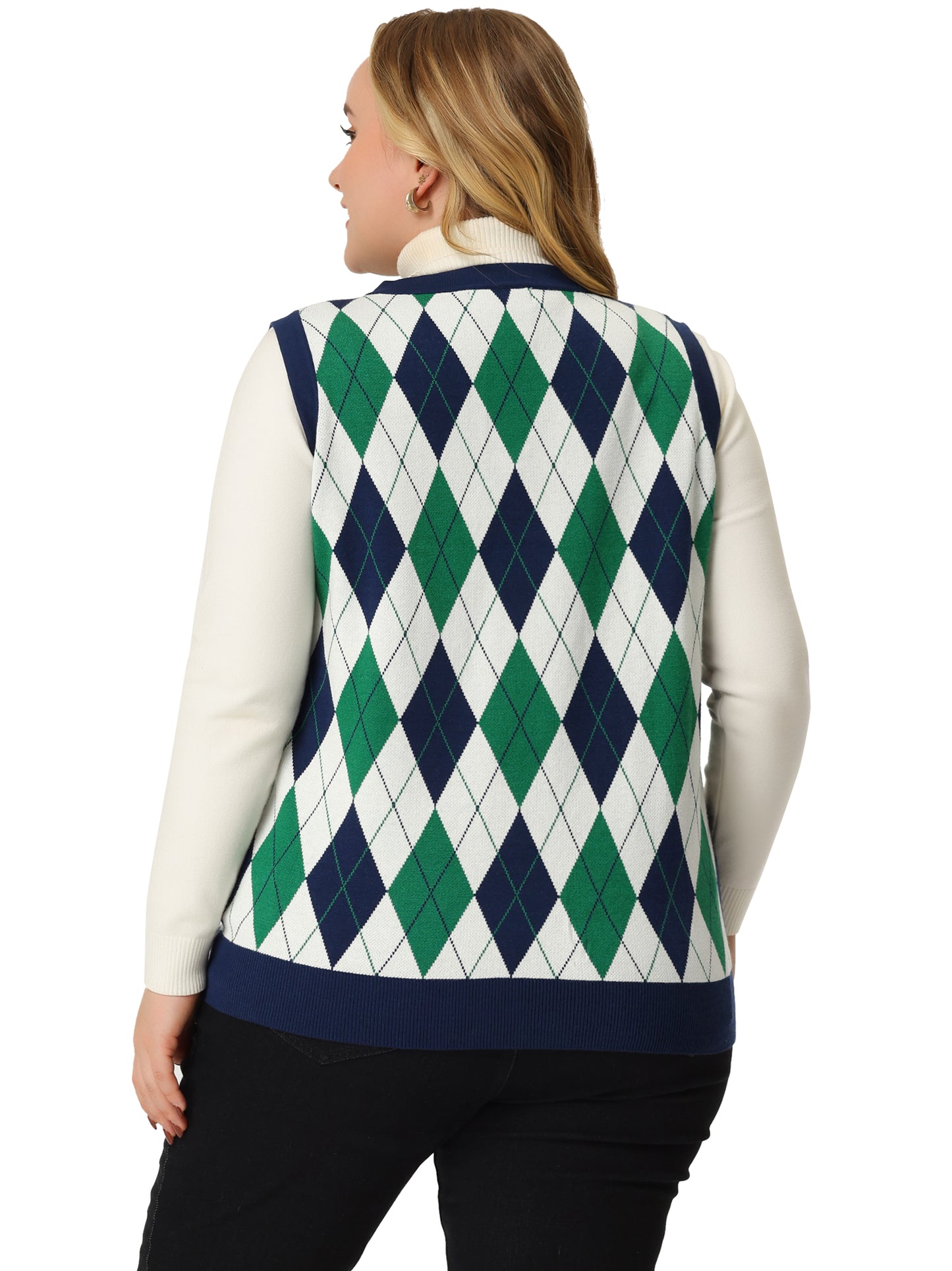 Women Plus Size Sweater Vest Plaid Cable Knit Sleeveless Pullover Crop Top Sweater Vest