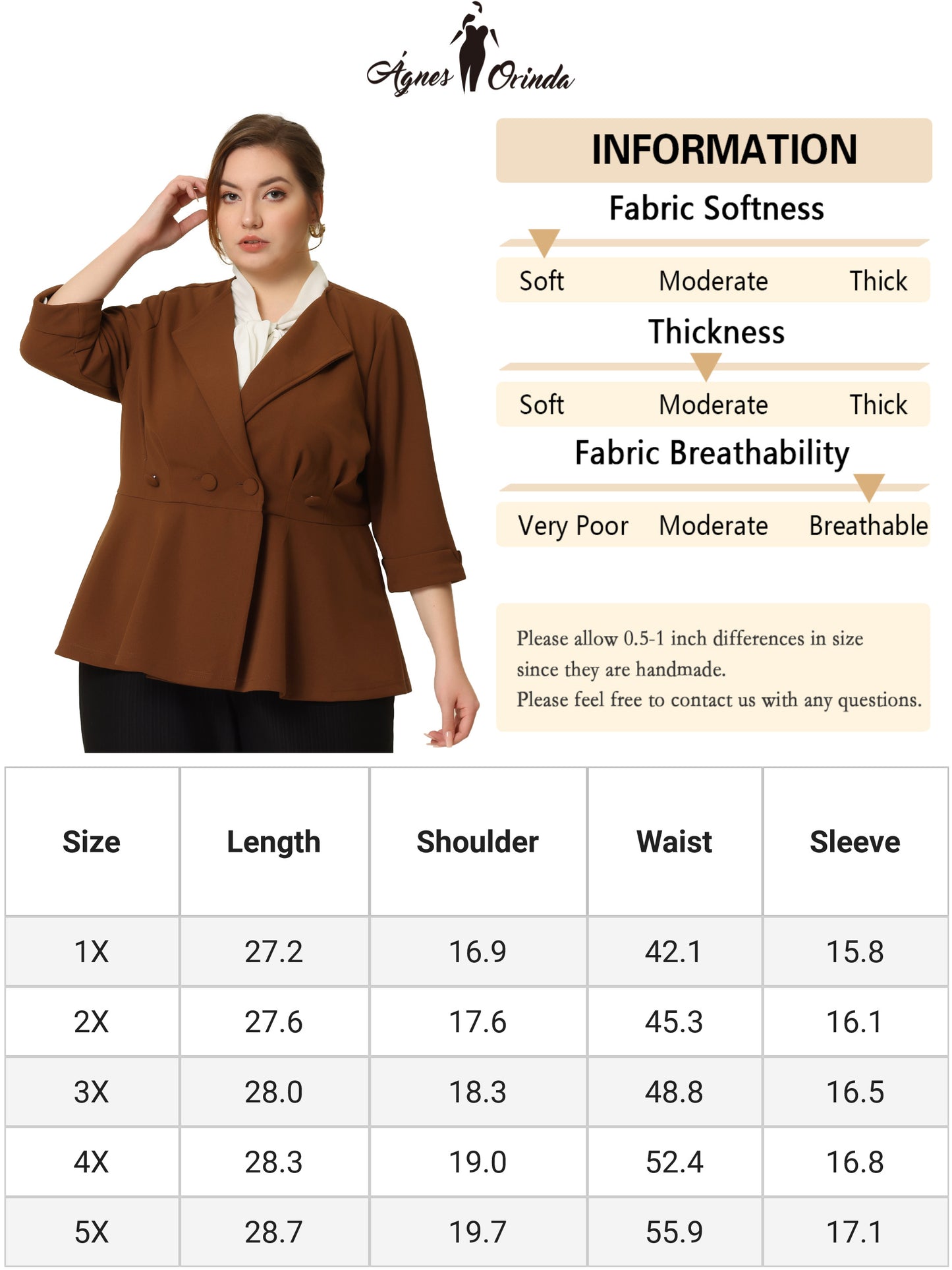 Women's Plus Size Casual Work Office Blazers Notched Lapel Button Peplum Blazer