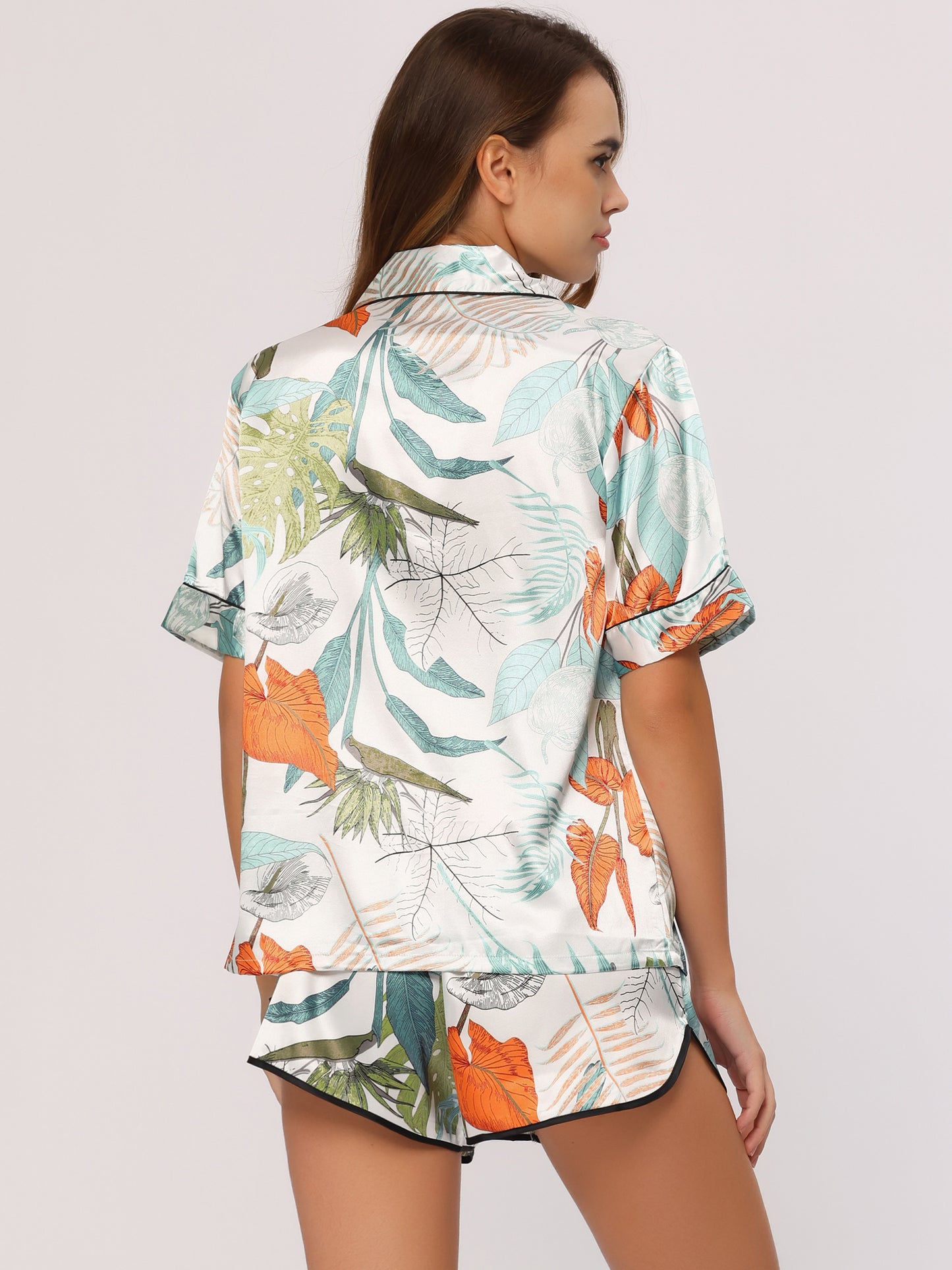 Pyjama en satin pour femme, ensemble de nuit, haut et short