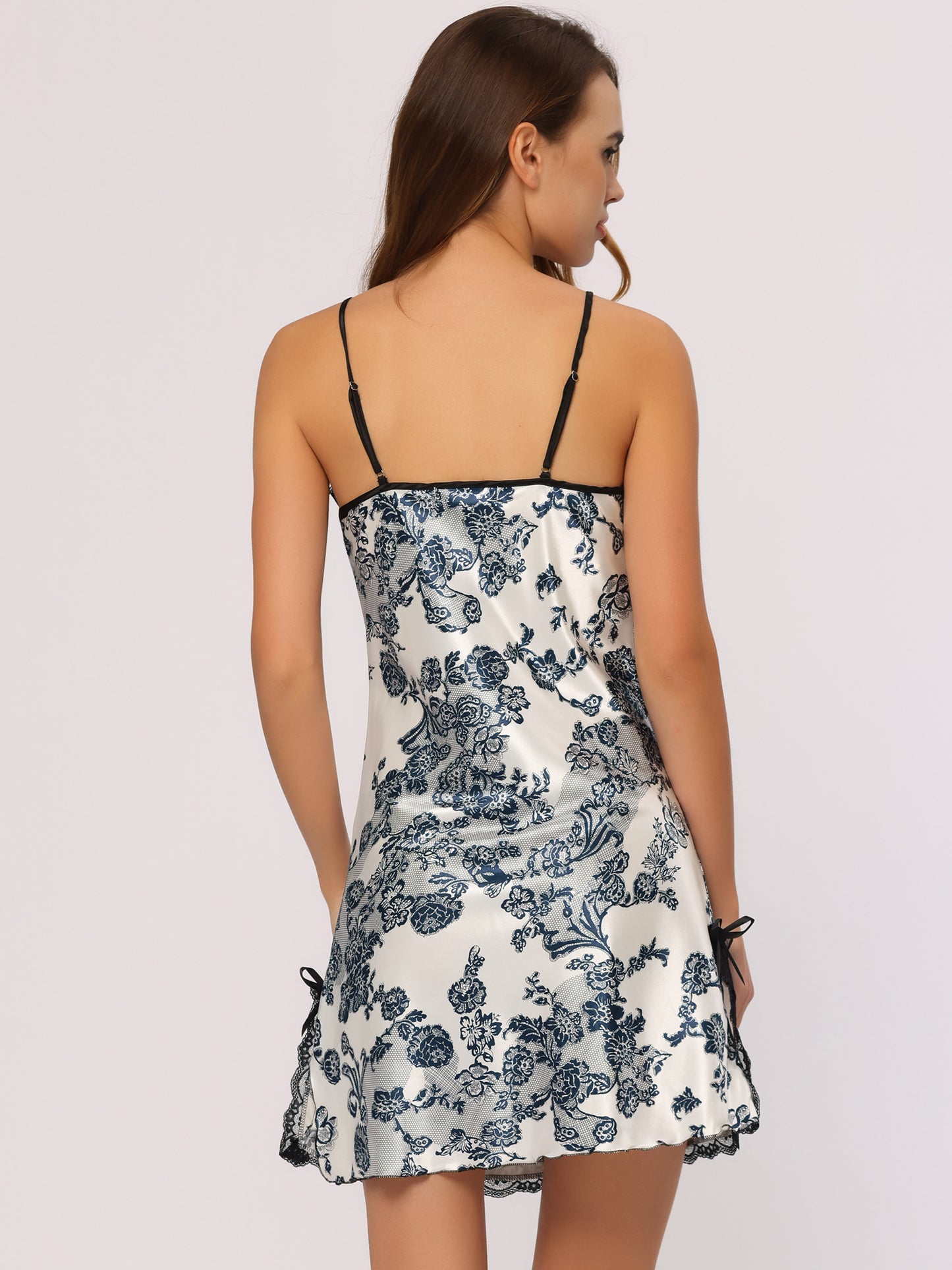 Camisola de satén para mujer, lencería, pijama, minivestido sedoso, camisón de satén
