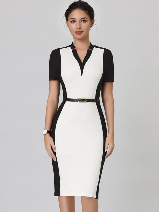 Women's Sheath Dress Office Contrast Color Business Dresses