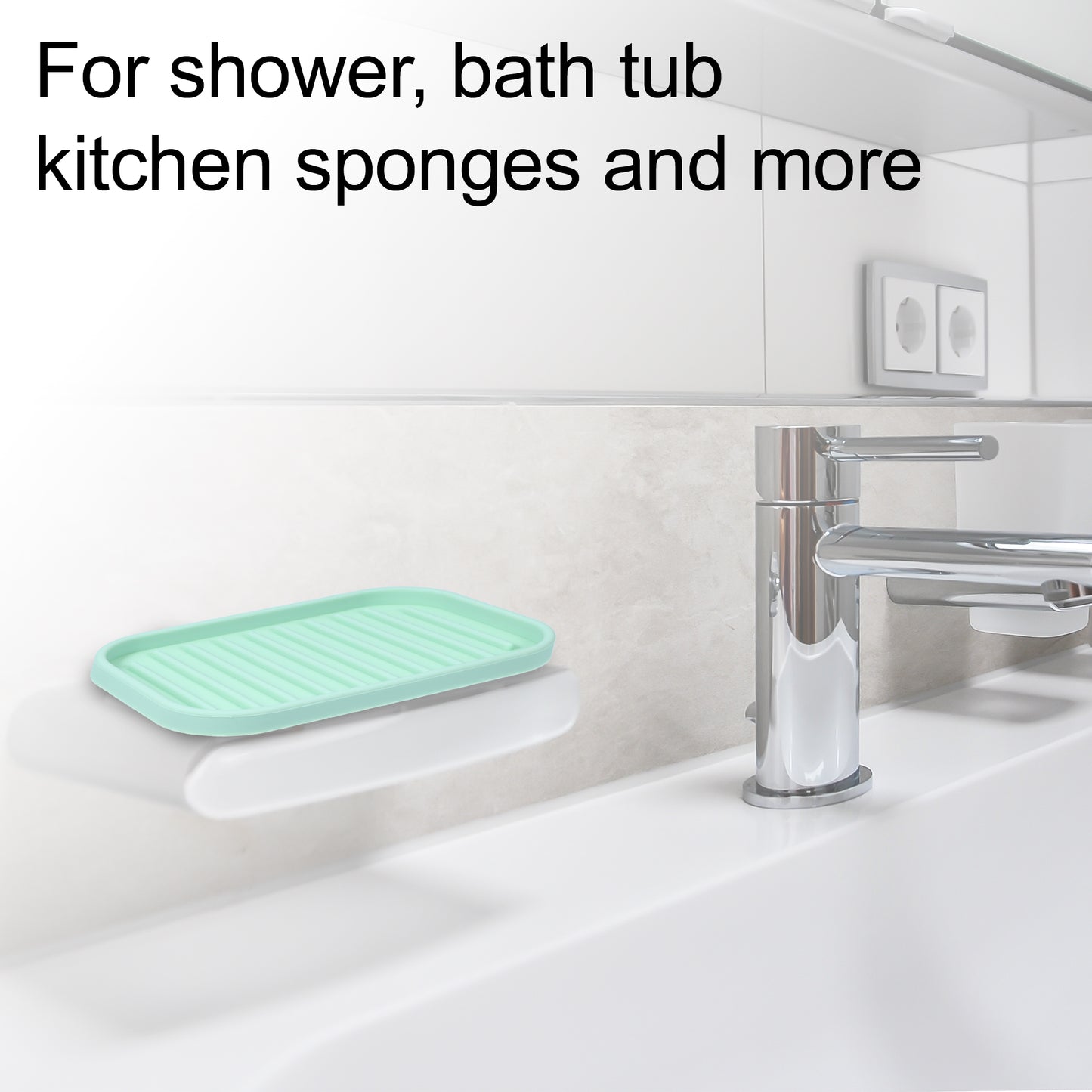 Silicone Soap Dish, Keep Soap Dry for Home Bathroom Kitchen, 13.5x9cm Light Green