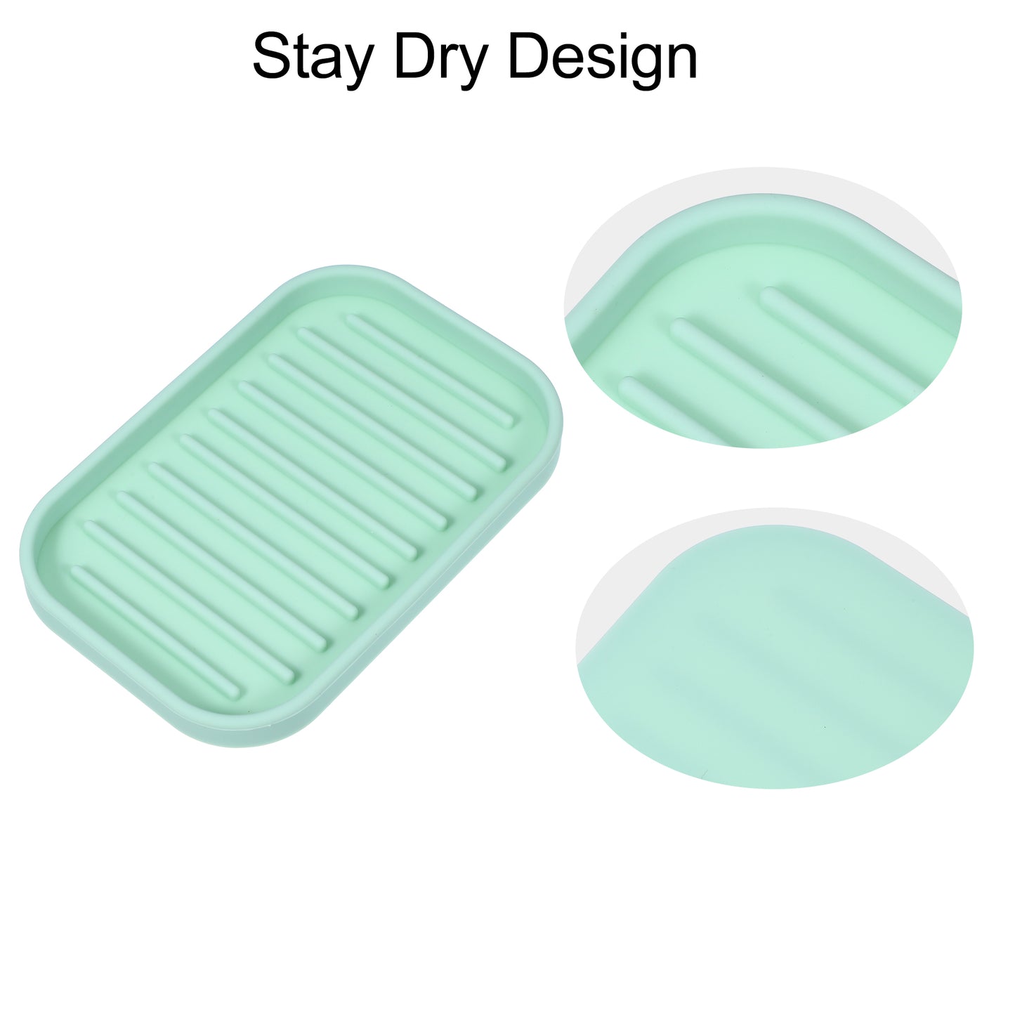 Silicone Soap Dish, Keep Soap Dry for Home Bathroom Kitchen, 13.5x9cm Light Green