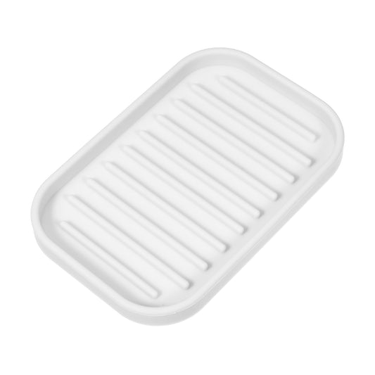 Jabonera de silicona, mantiene el jabón seco para el hogar, baño, cocina, 13,5 x 9 cm, color blanco