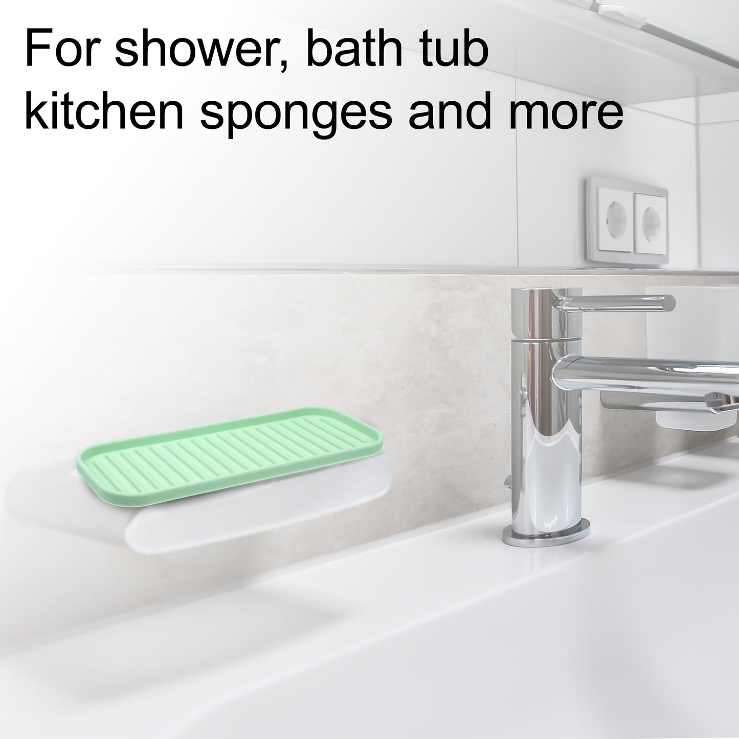 Jabonera de silicona, mantiene el jabón seco para el hogar, baño, cocina, 23 x 9 cm, verde claro