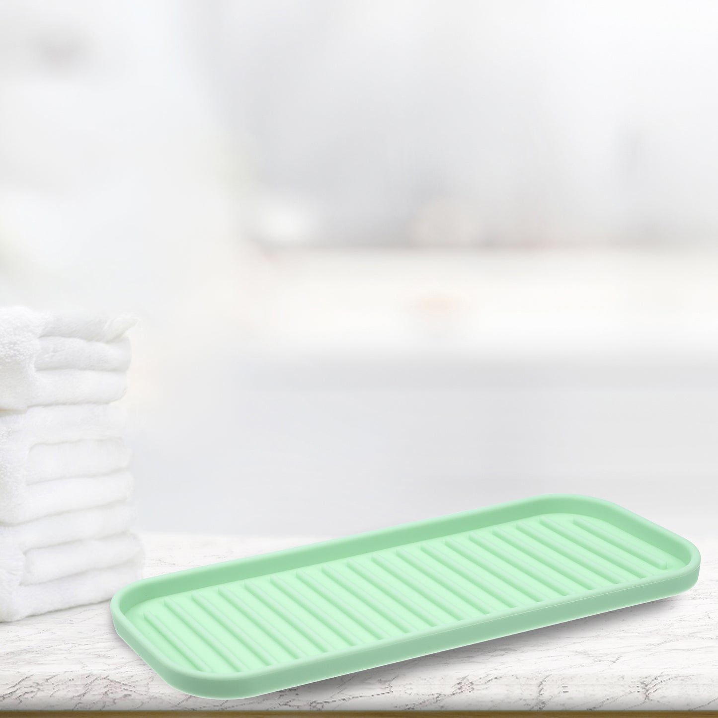 Jabonera de silicona, mantiene el jabón seco para el hogar, baño, cocina, 23 x 9 cm, verde claro