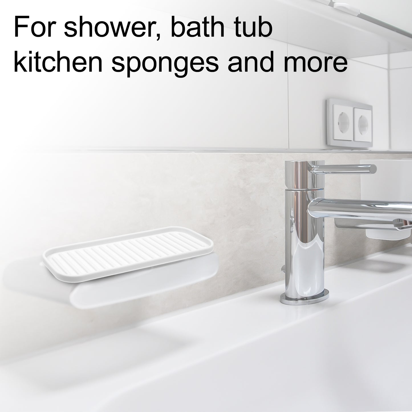 Silicone Soap Dish, Keep Soap Dry for Home Bathroom Kitchen, 23x9cm White
