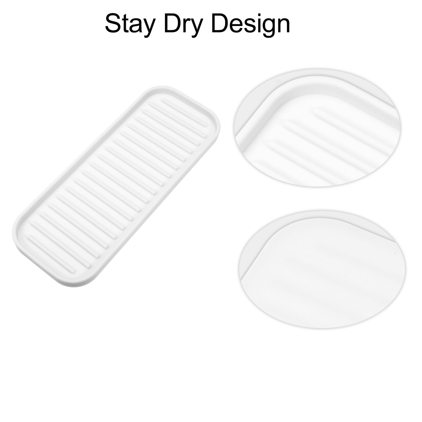 Silicone Soap Dish, Keep Soap Dry for Home Bathroom Kitchen, 23x9cm White