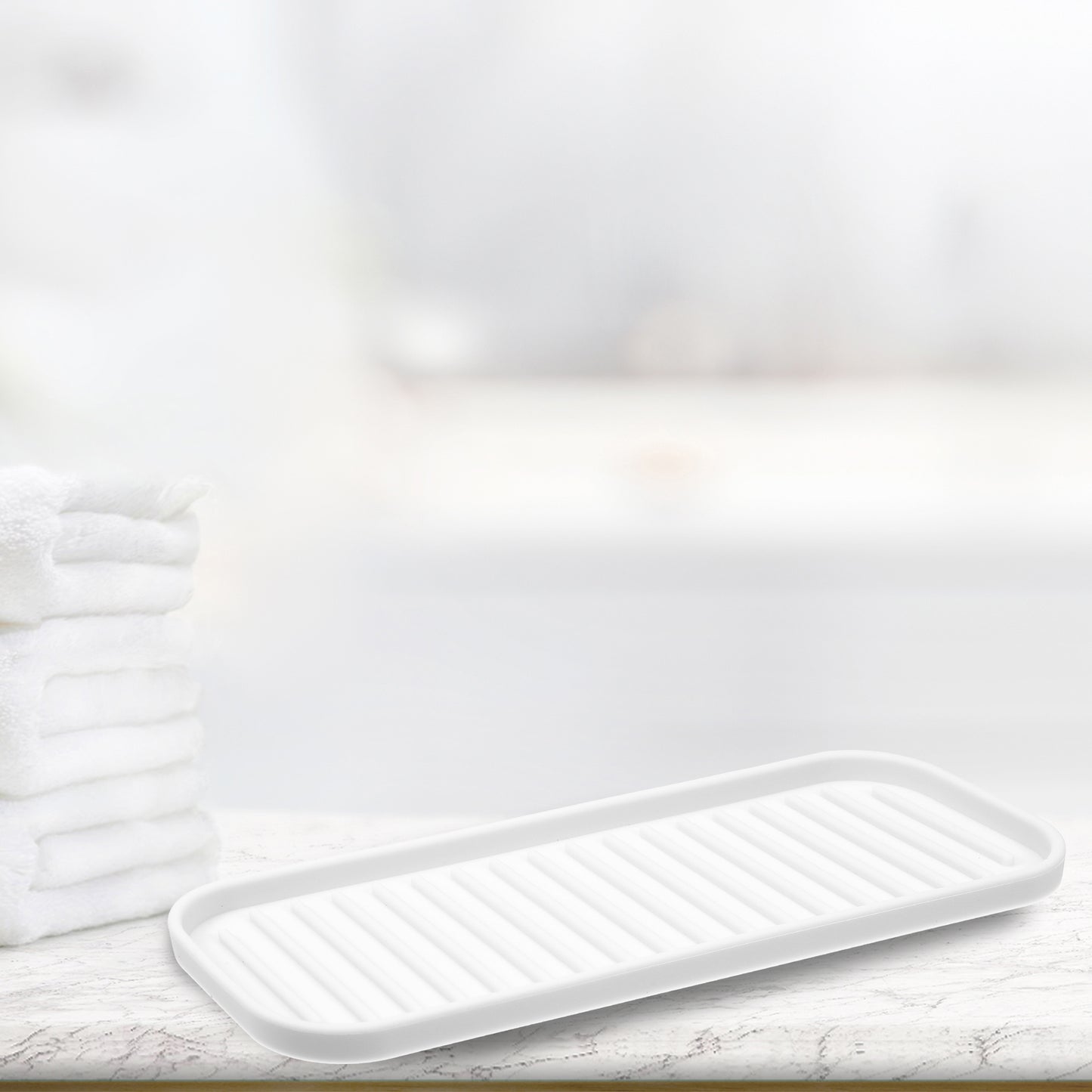 Silicone Soap Dish, Keep Soap Dry for Home Bathroom Kitchen, 23x9cm White