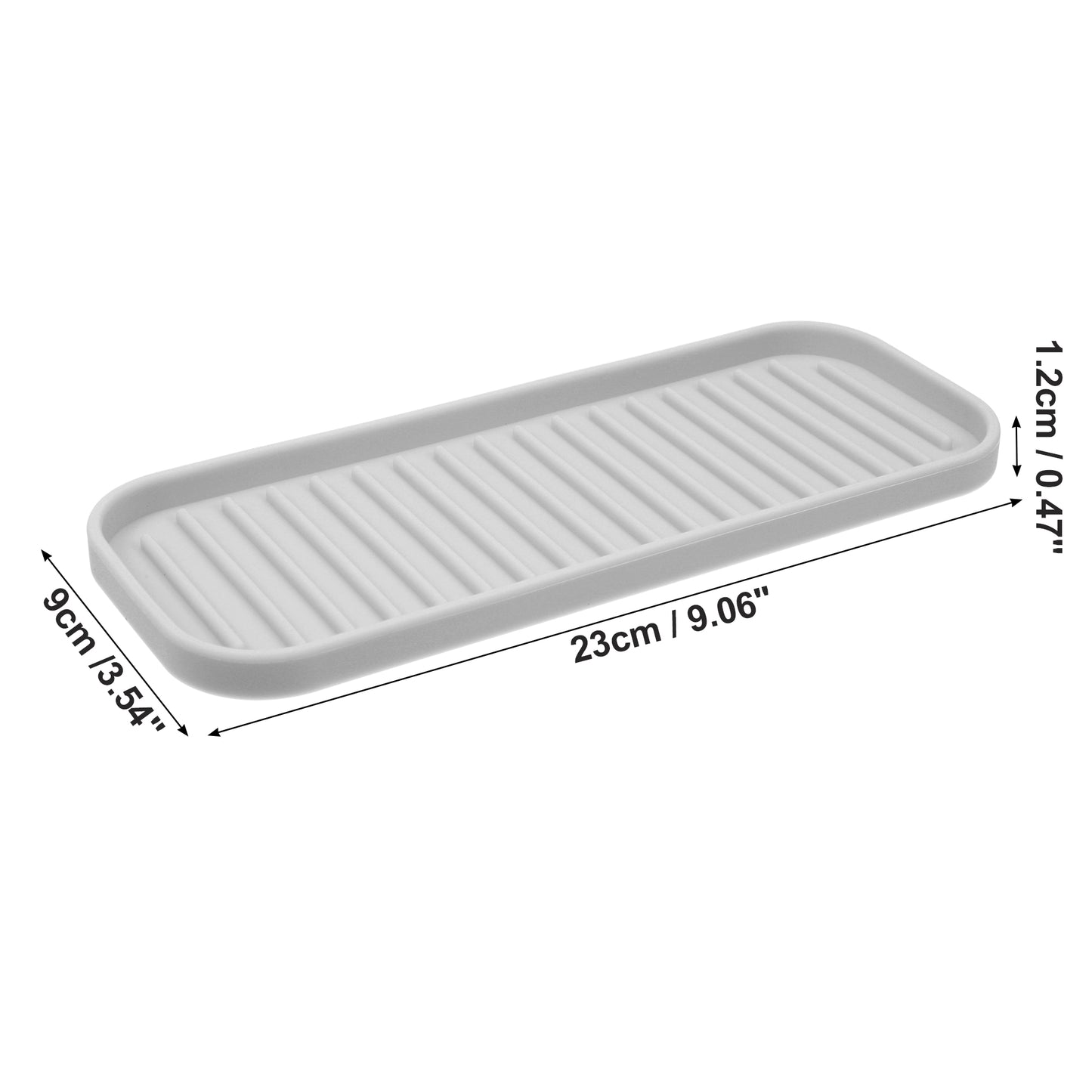 Silicone Soap Dish, Keep Soap Dry for Home Bathroom Kitchen, 23x9cm Light Gray
