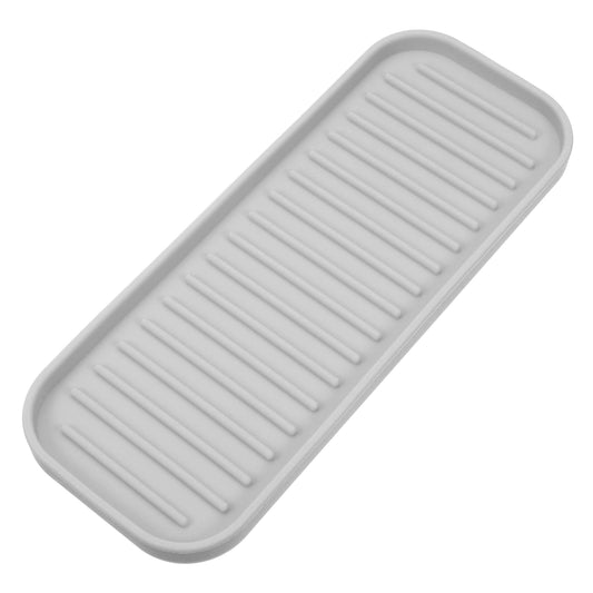 Jabonera de silicona, mantiene el jabón seco para el hogar, baño, cocina, 23 x 9 cm, gris claro