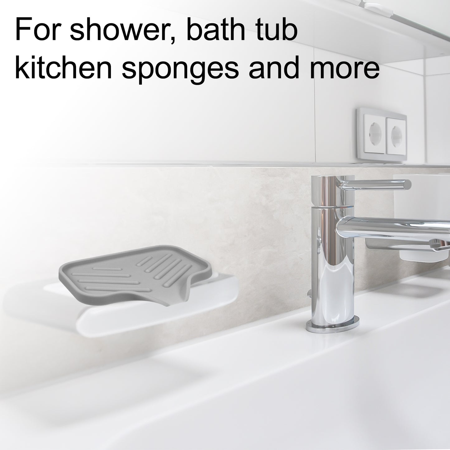 Draining Silicone Soap Dish for Home Bathroom Kitchen, 13.5x10.5cm Dark Gray