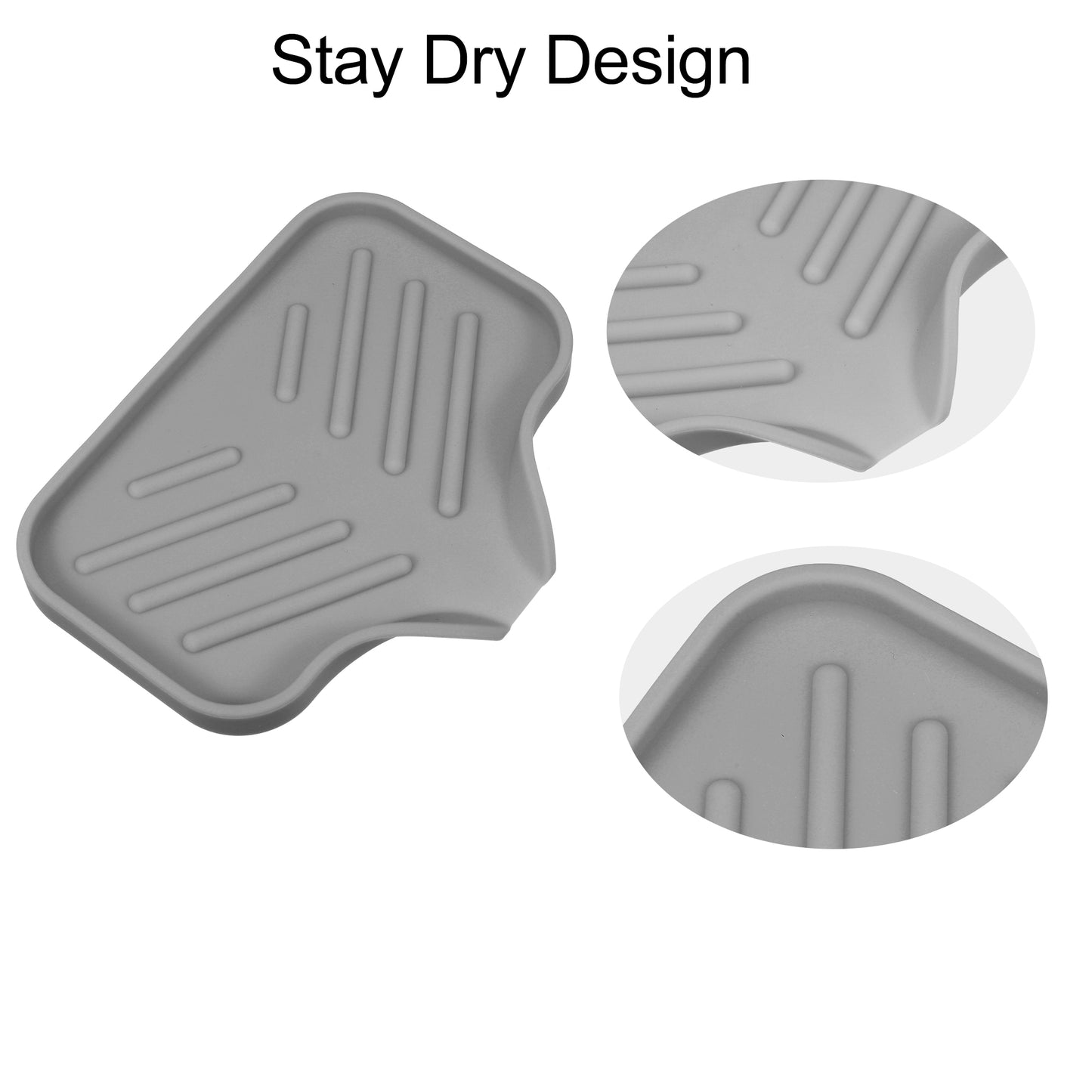 Draining Silicone Soap Dish for Home Bathroom Kitchen, 13.5x10.5cm Dark Gray