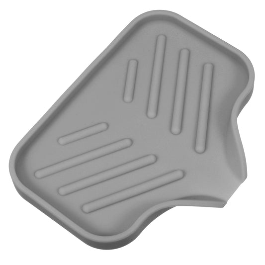 Jabonera de silicona con drenaje para baño y cocina, 13,5 x 10,5 cm, color gris oscuro