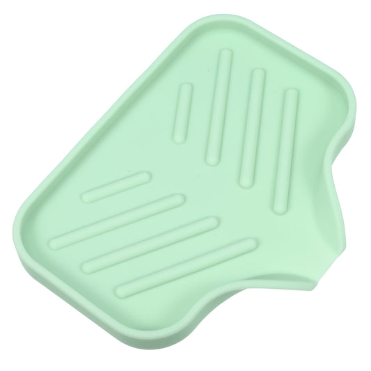 Jabonera de silicona con drenaje para baño y cocina, 13,5 x 10,5 cm, color verde claro
